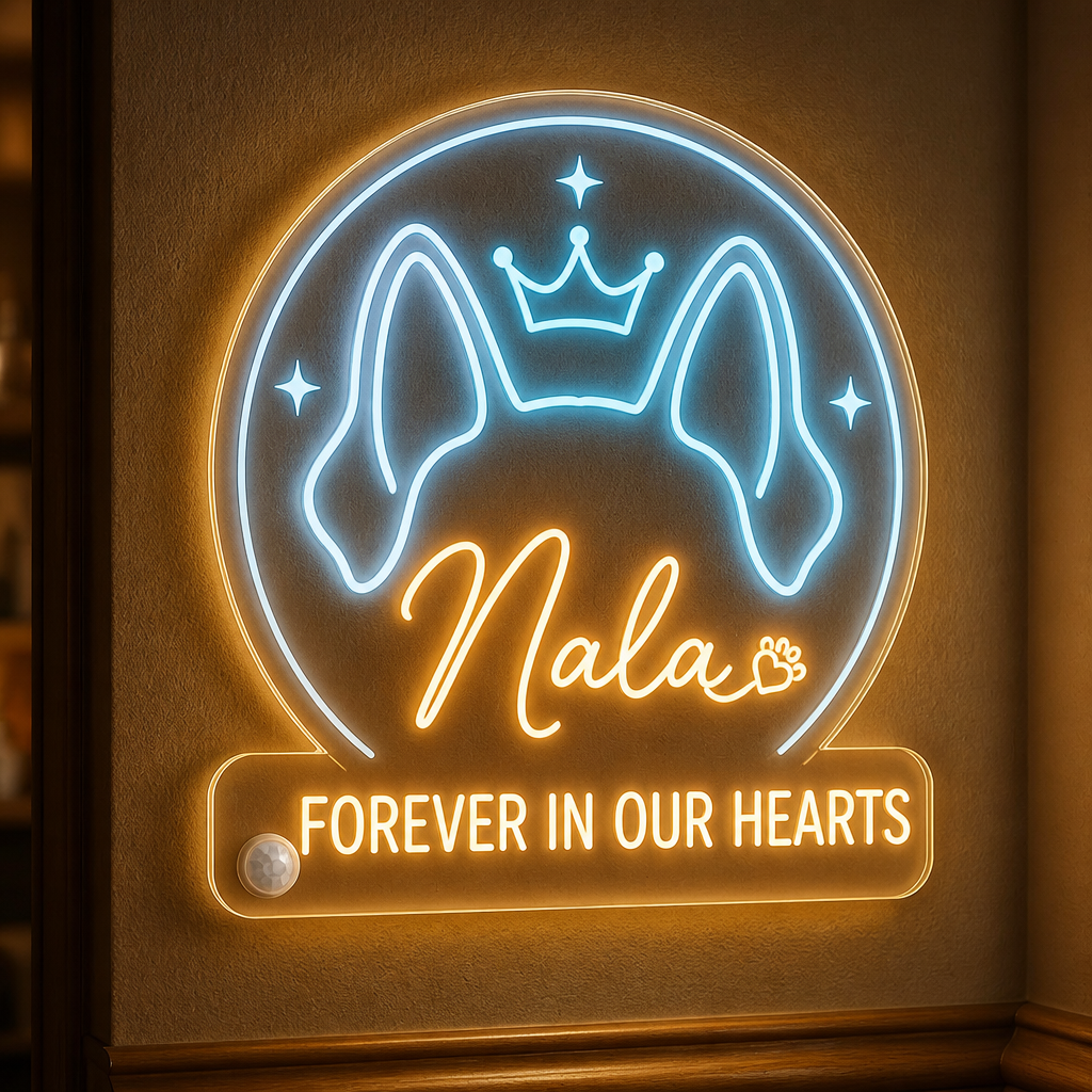 Pet Memorial Neon Night Light — Forever In Our Hearts (Name) - Personalized Acrylic Night Light fffca77e-0862-4f92-a234-d4014784152a.png