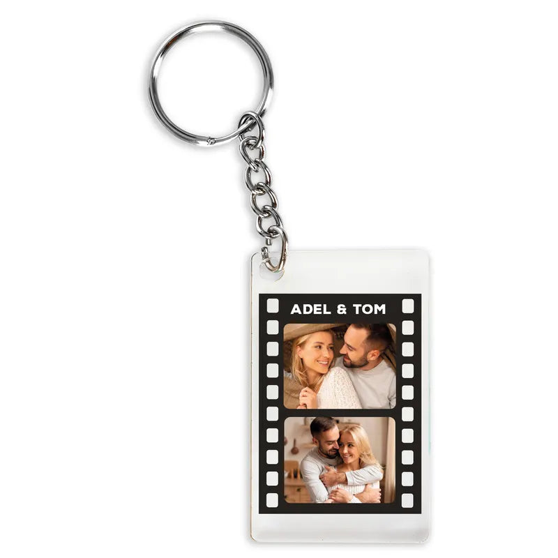 Couple Filmstrip Design Photo Printed Key Chain