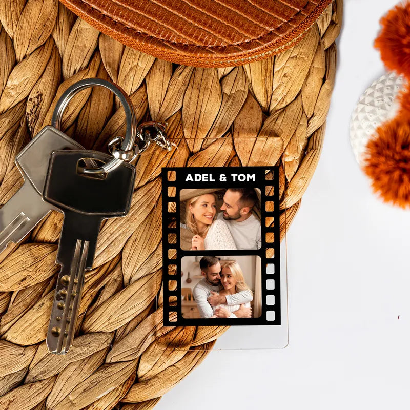 Couple Filmstrip Design Photo Printed Key Chain