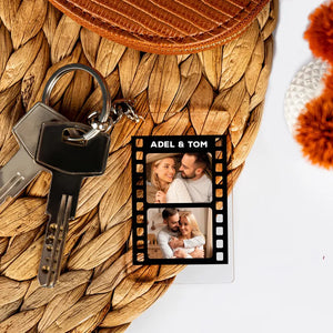 Couple Filmstrip Design Photo Printed Key Chain