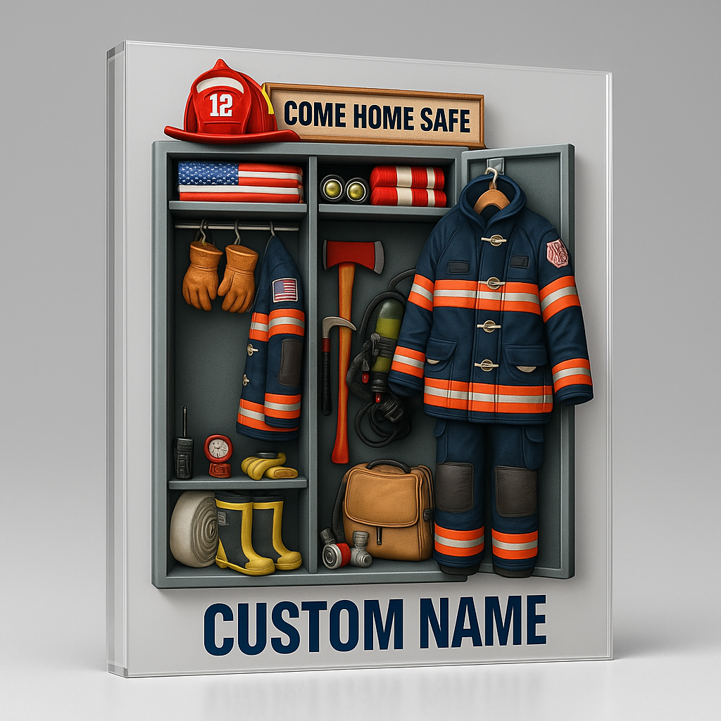 Brave Fireman Personal Locker - Personalized Acrylic Plaque - Gifts For Firefighter