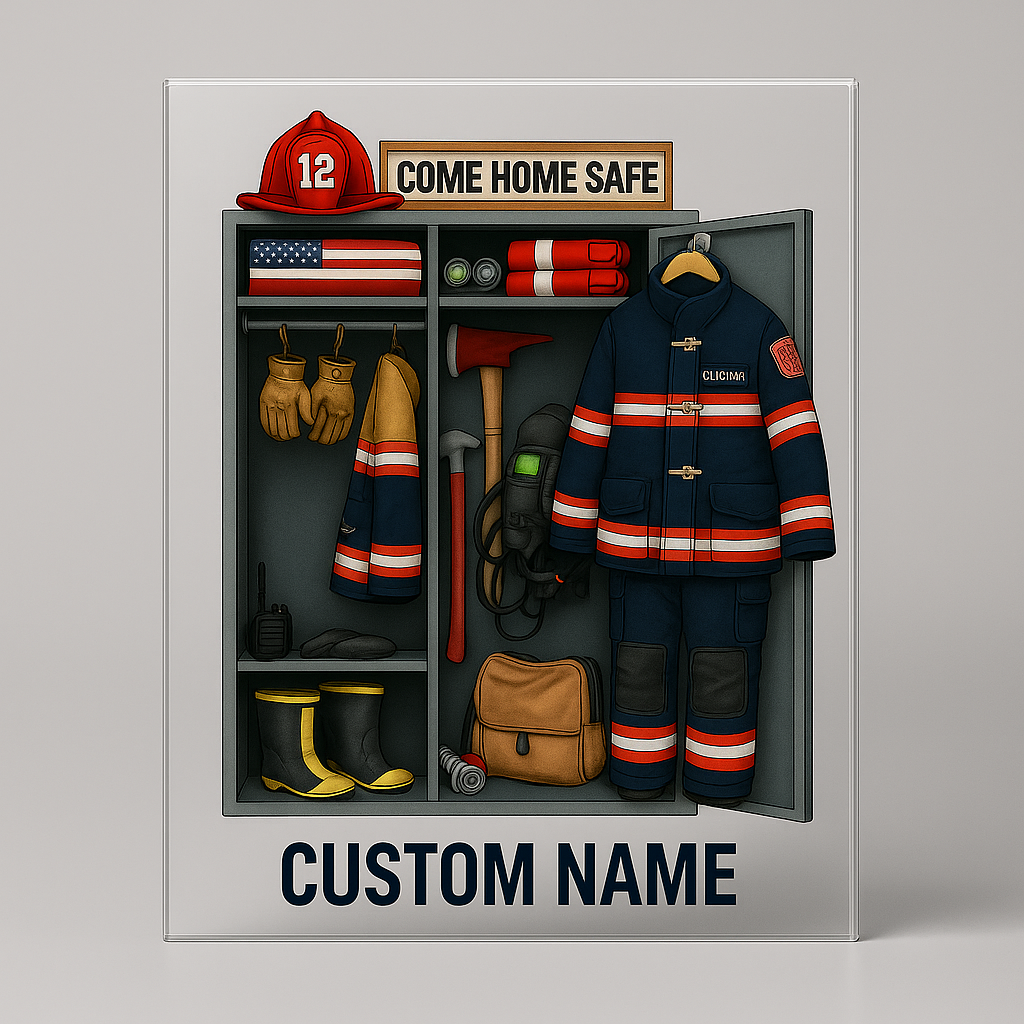 Hero's Gear Locker - Personalized Acrylic Plaque - Gifts For Firefighter