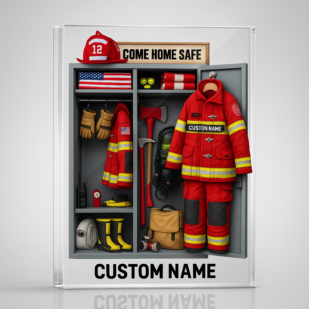 A Firefighter's Tribute Locker - Personalized Acrylic Plaque - Gifts For Firefighter