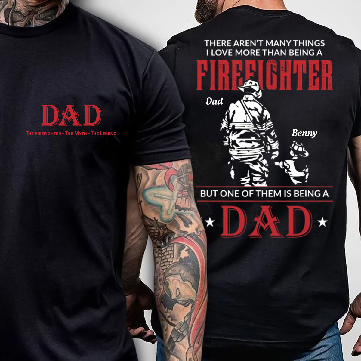 Dad Firefighter Firefighter Shirt | Men's Graphic Tee | Red Line Shirt | Fire Dad | Firefighter | Fire Chief | Firefighter Wife | Firefighter Gift