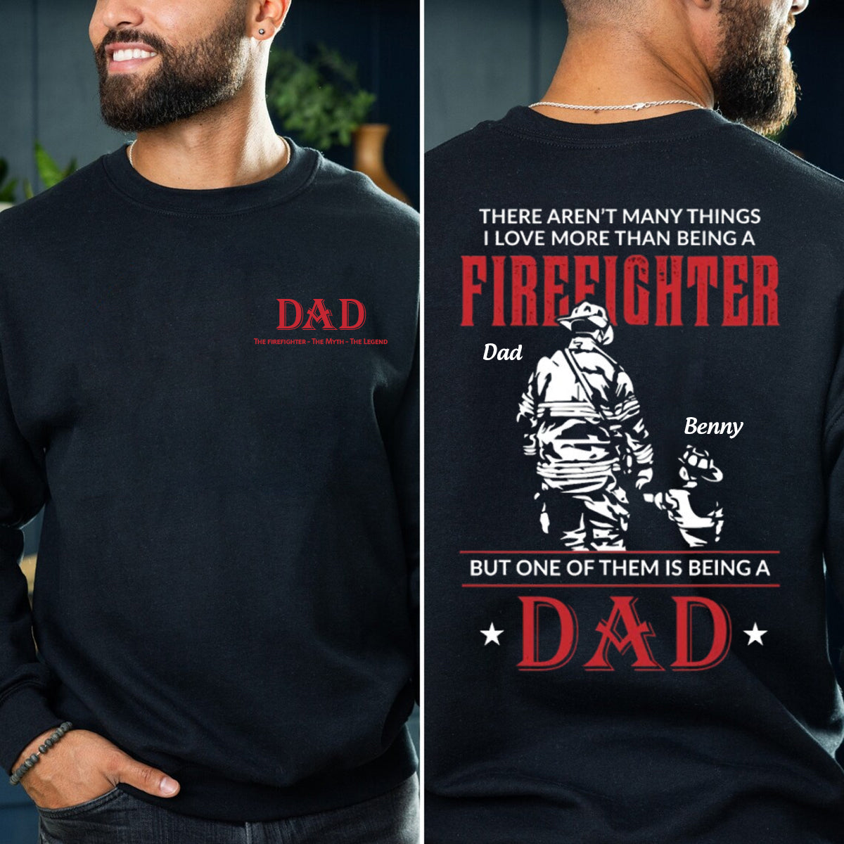 Dad Firefighter Firefighter Shirt | Men's Graphic Tee | Red Line Shirt | Fire Dad | Firefighter | Fire Chief | Firefighter Wife | Firefighter Gift