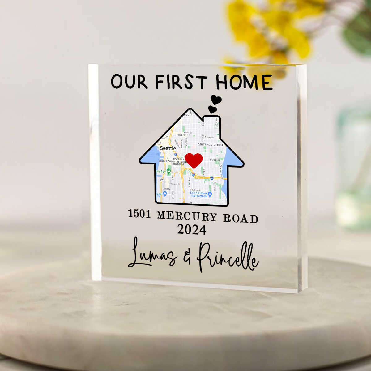 First Home Personalized Map Acrylic, Custom Housewarming Gift Ideas, New Home Gift, Housewarming Gifts For Friends