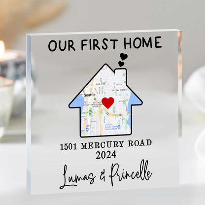 First Home Personalized Map Acrylic, Custom Housewarming Gift Ideas, New Home Gift, Housewarming Gifts For Friends