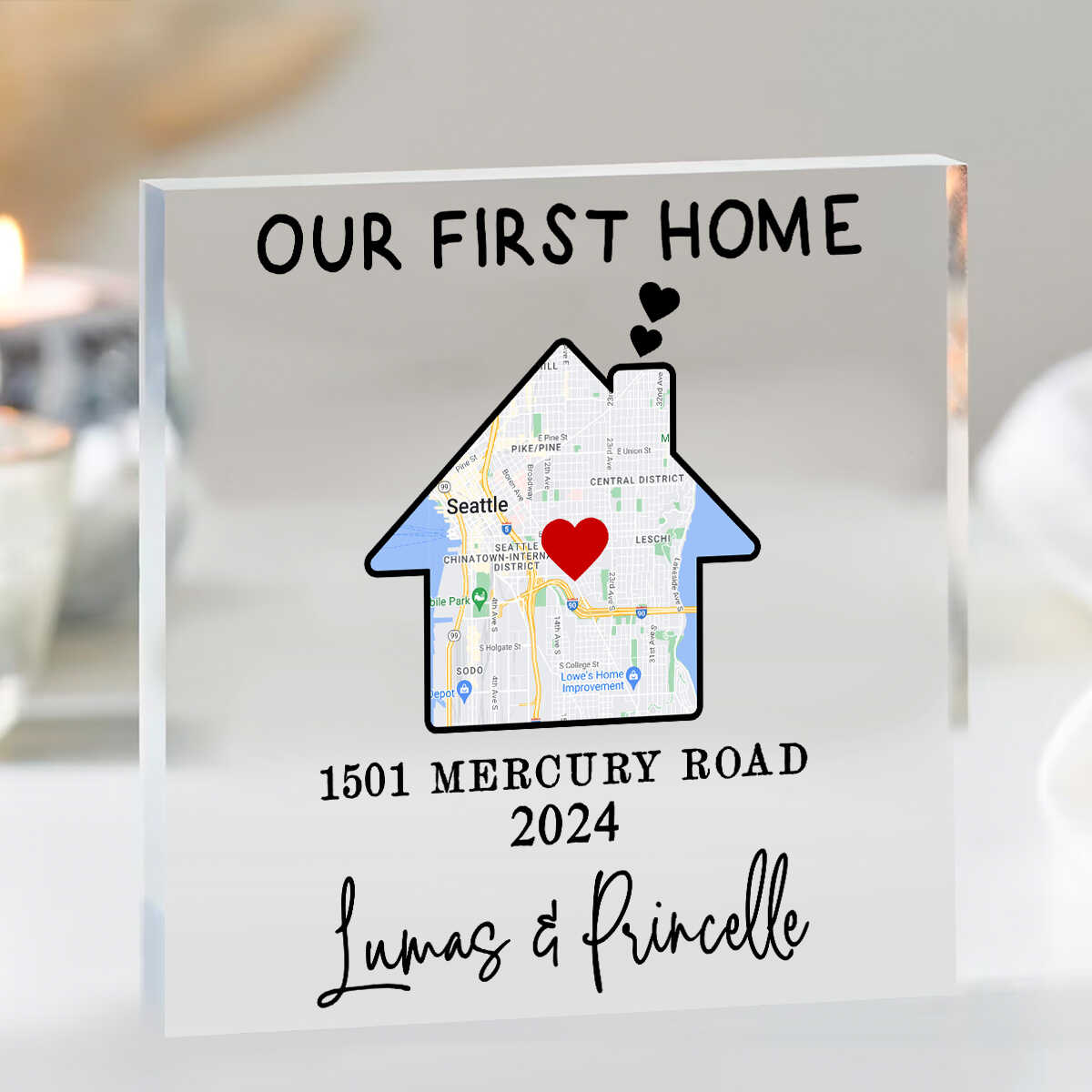 First Home Personalized Map Acrylic, Custom Housewarming Gift Ideas, New Home Gift, Housewarming Gifts For Friends