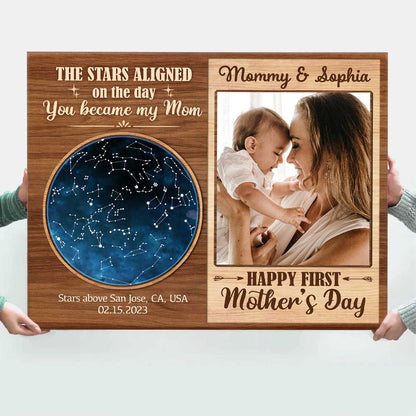 First Mother’s Day Gifts Star Map Print, Customized 1st Mothers Day Gifts For Wife, The Day You Became My Mom