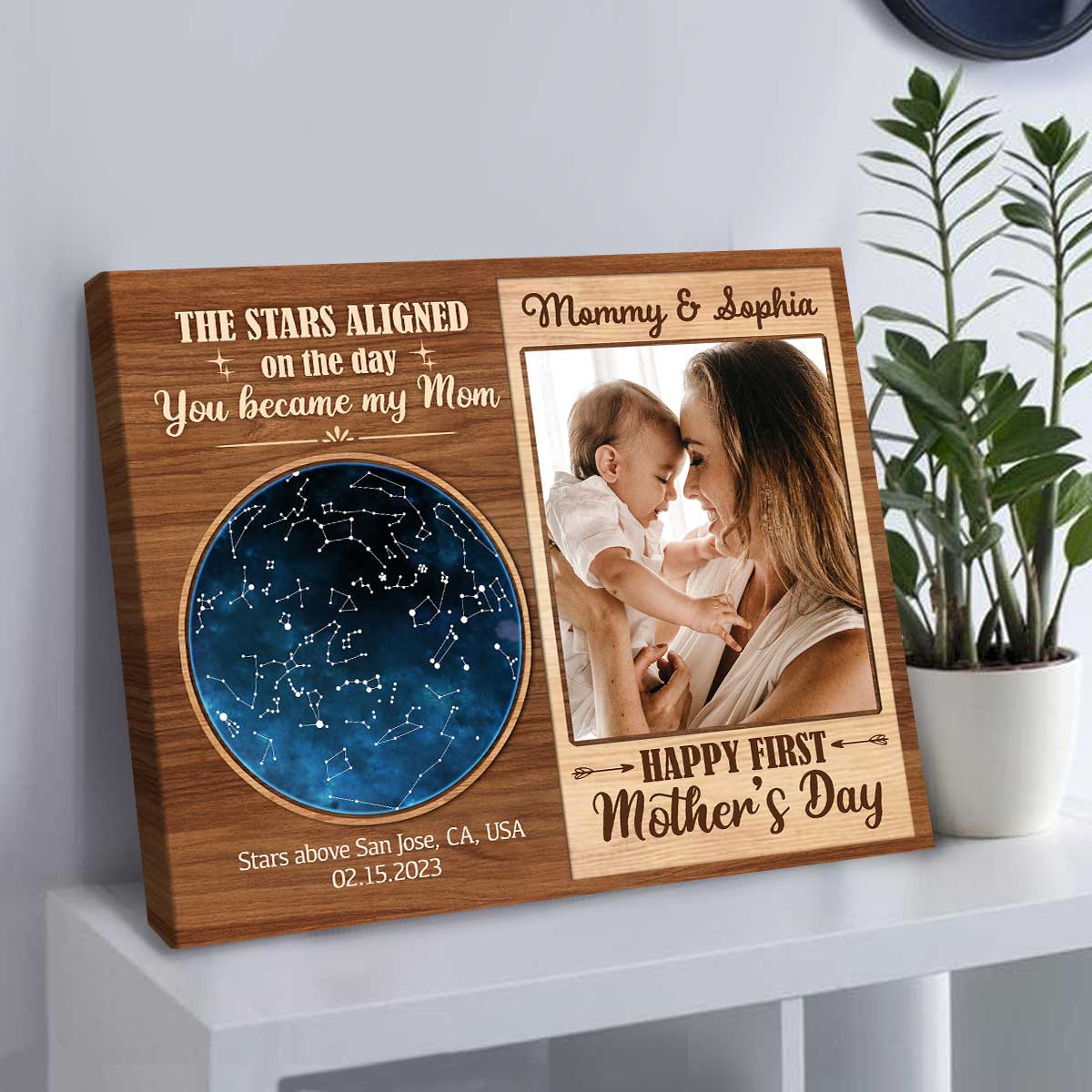 First Mother’s Day Gifts Star Map Print, Customized 1st Mothers Day Gifts For Wife, The Day You Became My Mom