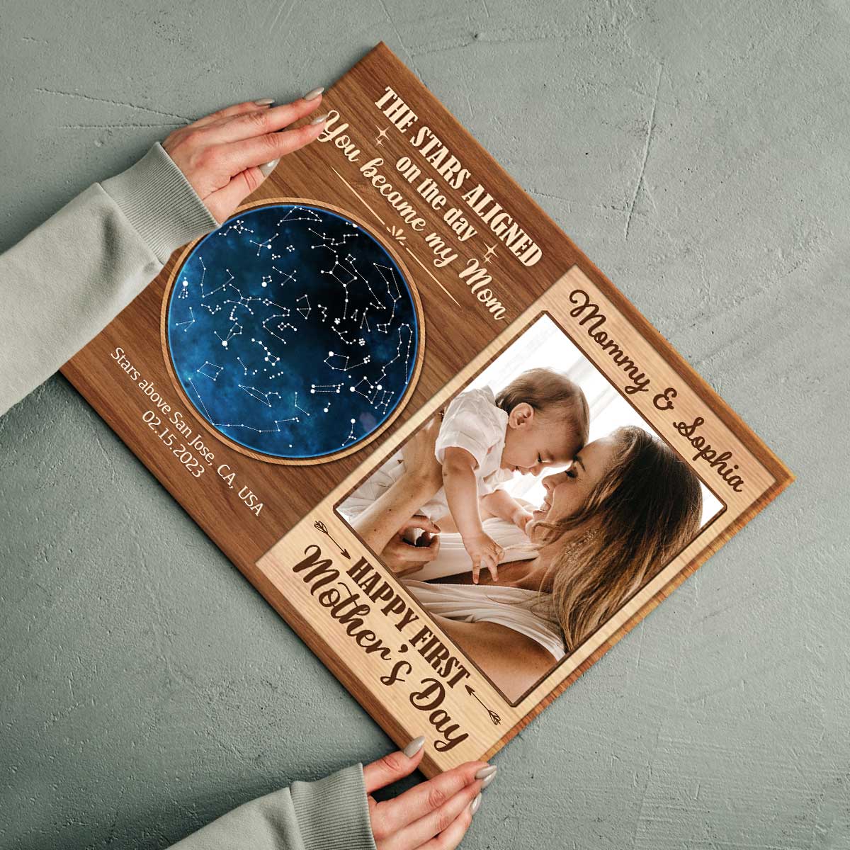 First Mother’s Day Gifts Star Map Print, Customized 1st Mothers Day Gifts For Wife, The Day You Became My Mom