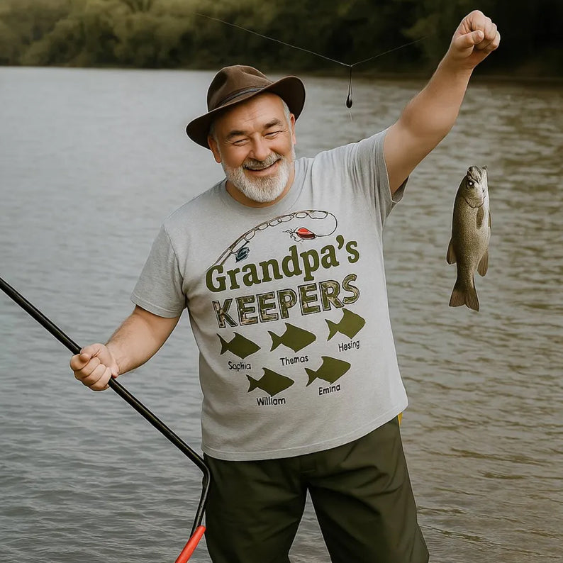 Grandpa s Keepers Camouflage Pattern Fishing Personalized Shirt, Unique 2025 Father's Day Gift For Grandpa, Dad