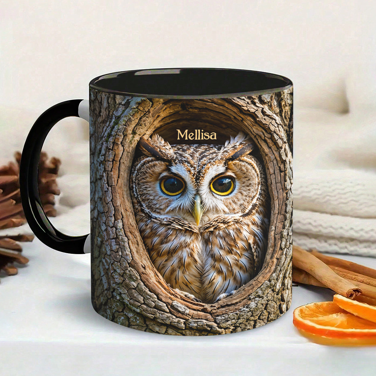 Owl Accent Mug Personalized Silent Watcher 2D Print