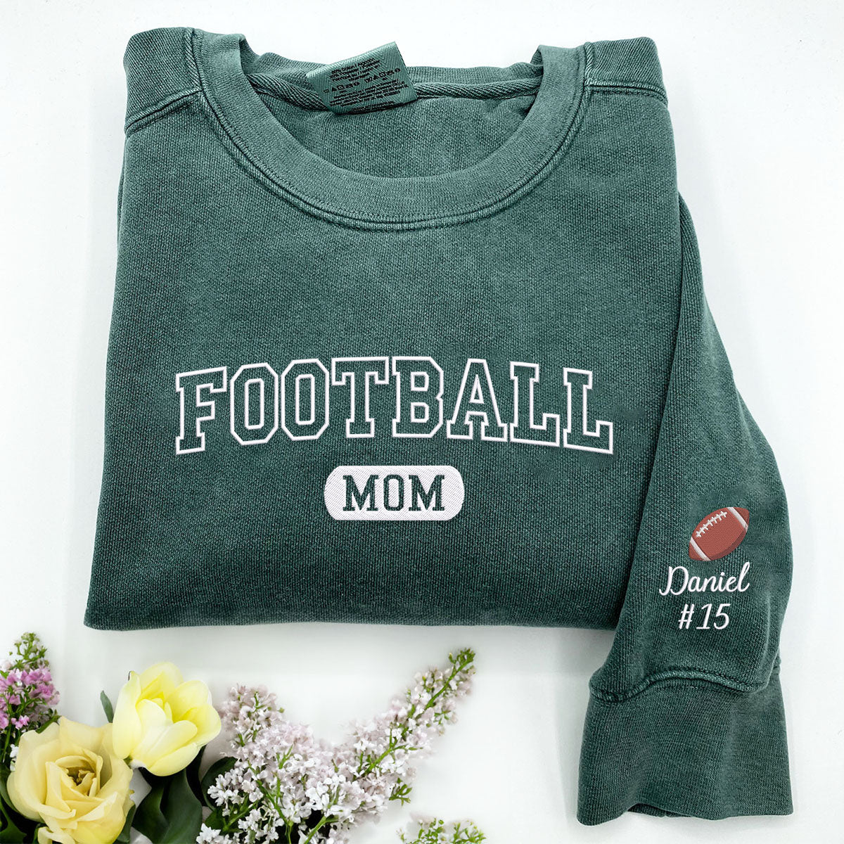 Embroidered Football Mom Sweatshirt, Custom Embroidered Gifts for Football Mama
