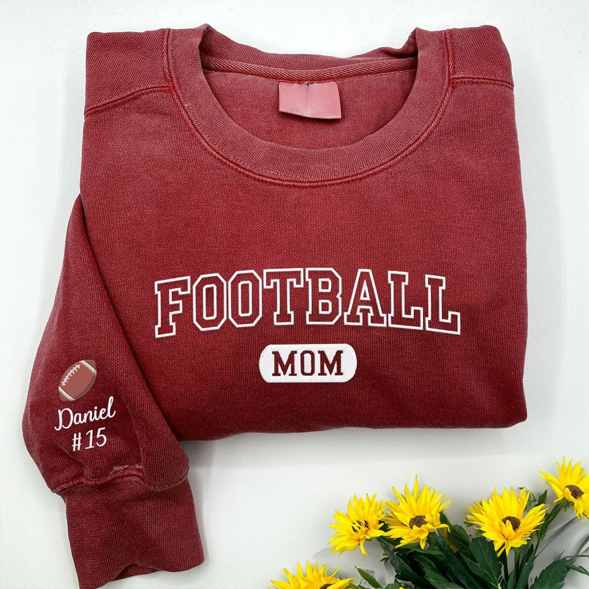 Embroidered Football Mom Sweatshirt, Custom Embroidered Gifts for Football Mama