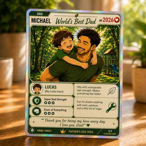 Personalized Dad Card, Custom Father Trading Card, Holographic Acrylic Card, Anime Dad Gift, Father's Day Keepsake, Custom Theme Card