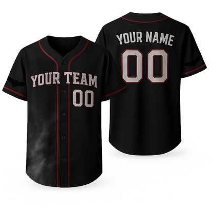 Shadow Fog Halloween Baseball Jersey – Custom Name & Number | Unisex Spooky Sportswear