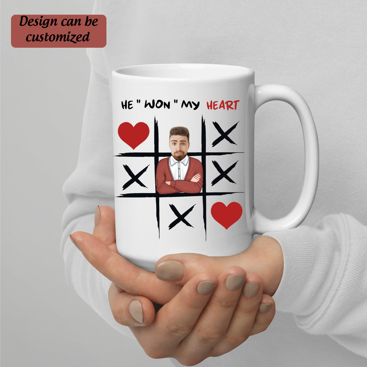 You Won My Heart, Personalized Funny Mug , Tic-tac-toe Game Valentine s Day Gift, XOXO Mug, Valentine's Gift, Couples Mug, Custom Mug, Funny Anniversary Gift, Custom Gift