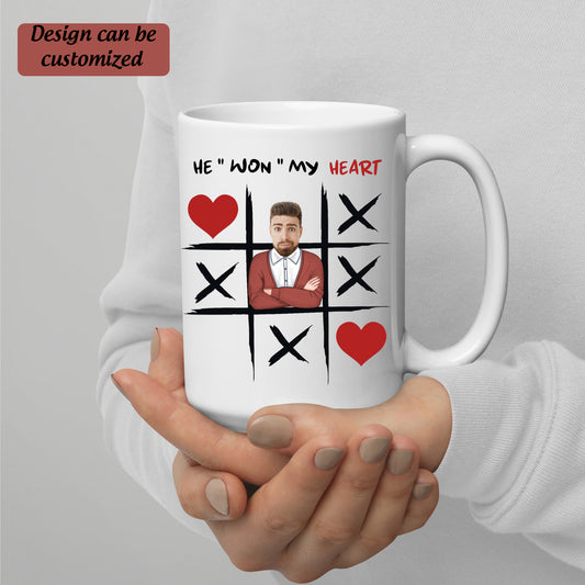 You Won My Heart, Personalized Funny Mug , Tic-tac-toe Game Valentine s Day Gift, XOXO Mug, Valentine's Gift, Couples Mug, Custom Mug, Funny Anniversary Gift, Custom Gift