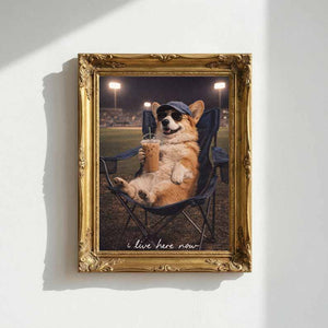 Funny I Live here Now baseball Funny Dog Art Funny Animal Print, Coffee Lover Gift, Dog Lovers Gift , Dog Mom Gift Dog Dad Gift