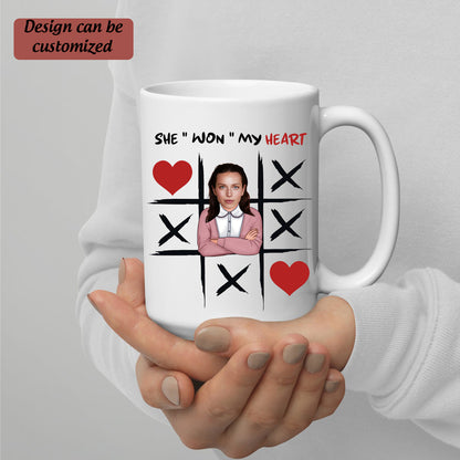 You Won My Heart, Personalized Funny Mug , Tic-tac-toe Game Valentine s Day Gift, XOXO Mug, Valentine's Gift, Couples Mug, Custom Mug, Funny Anniversary Gift, Custom Gift
