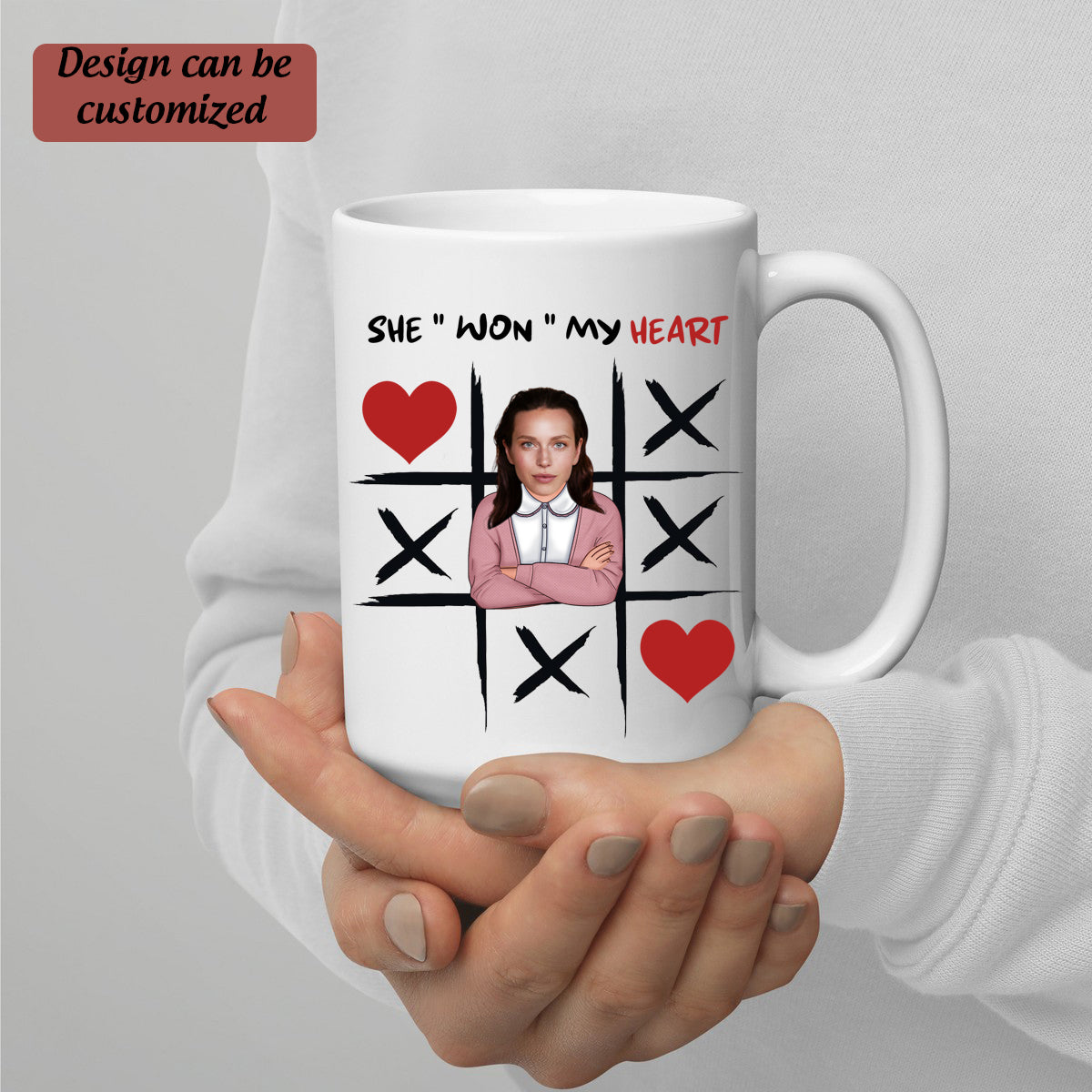 You Won My Heart, Personalized Funny Mug , Tic-tac-toe Game Valentine s Day Gift, XOXO Mug, Valentine's Gift, Couples Mug, Custom Mug, Funny Anniversary Gift, Custom Gift