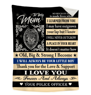 Personalized Police Mom Blanket, Gift for Mom from Police Son, Police Officer Gifts, Letter to Police Mom Gift