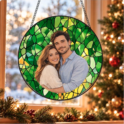 Personalized Family Portrait Stained Glass Suncatcher, Custom Memorial Gift from Photo, Healing Window Art for Cherished Memories