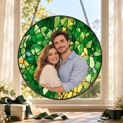 Personalized Family Portrait Stained Glass Suncatcher, Custom Memorial Gift from Photo, Healing Window Art for Cherished Memories
