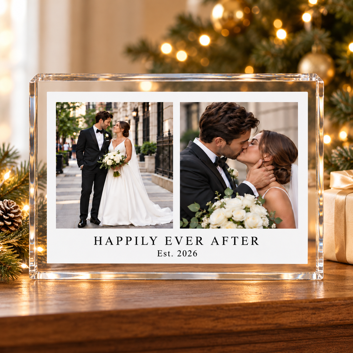 Custom Acrylic Clear Photo Block, Personalized Picture Frame, Family Photo Gift, Personalized Photo Present, Picture Gifts, Two Photo Text