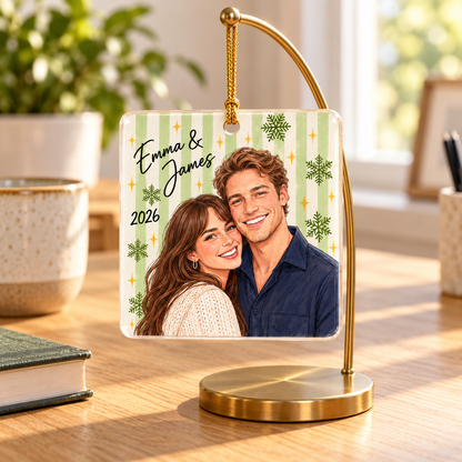 Personalized Ceramic Photo Christmas Ornament: Custom Portrait from Photo Gift, Couple Family Pet Picture Gift, Holiday Tree Decor