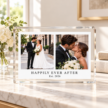 Custom Acrylic Clear Photo Block, Personalized Picture Frame, Family Photo Gift, Personalized Photo Present, Picture Gifts, Two Photo Text
