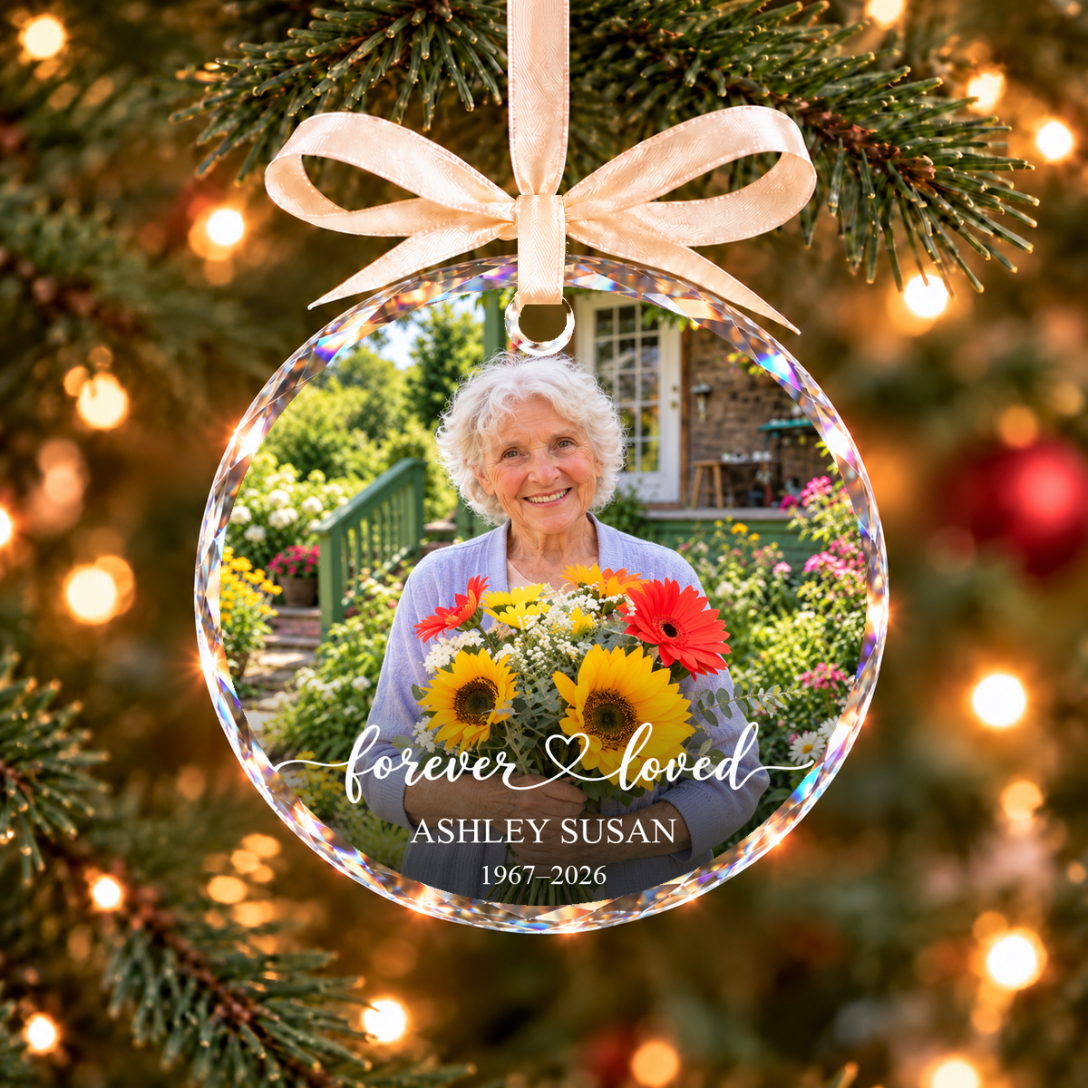 Custom Photo Memorial Glass Ornament, Personalized Memorial Picture Ornament, Loss Of Loved One Gifts, Remembrance Sympathy Keepsake