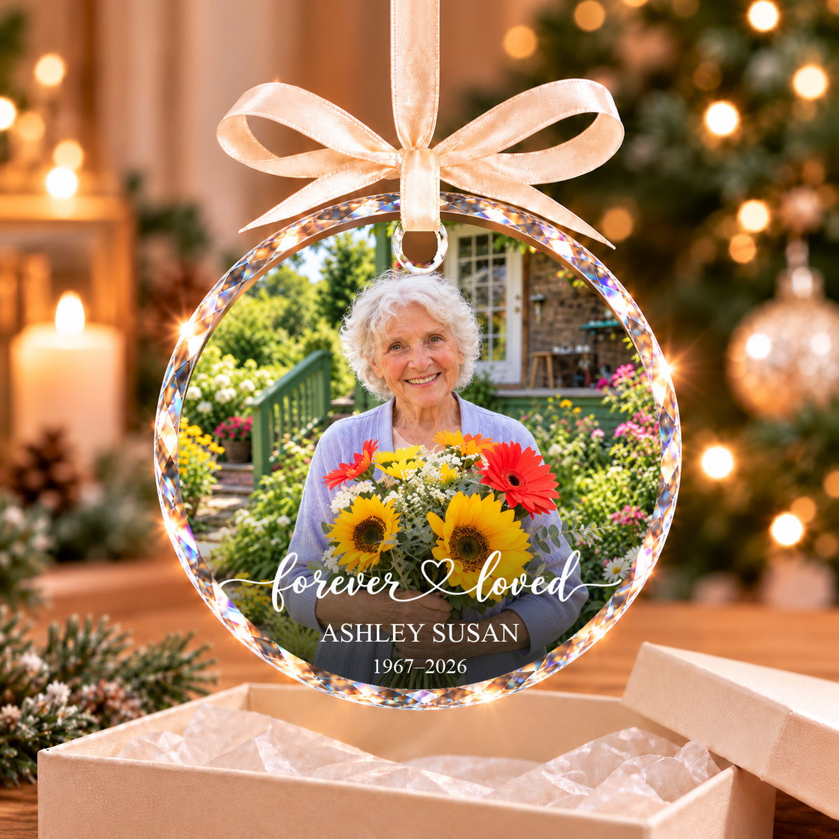 Custom Photo Memorial Glass Ornament, Personalized Memorial Picture Ornament, Loss Of Loved One Gifts, Remembrance Sympathy Keepsake