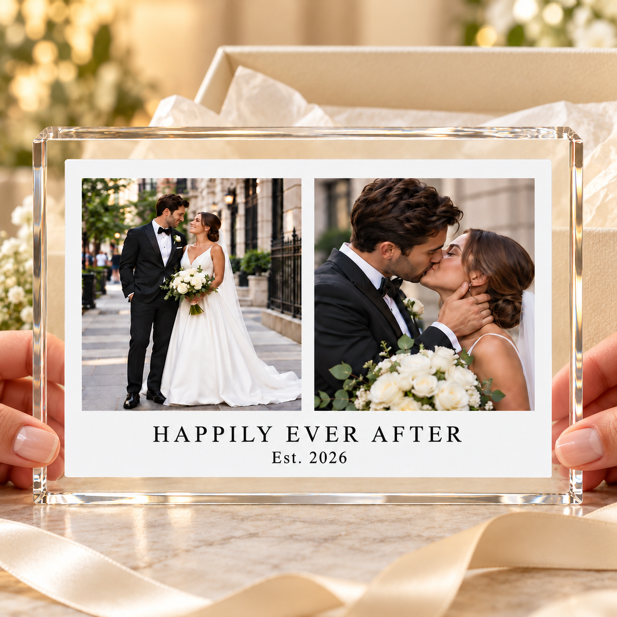 Custom Acrylic Clear Photo Block, Personalized Picture Frame, Family Photo Gift, Personalized Photo Present, Picture Gifts, Two Photo Text