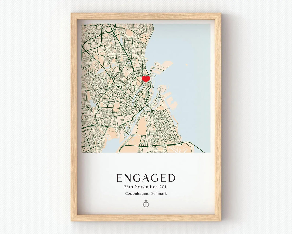 Engagement Gift for Couple • Where We Got Engaged Map • Personalized Proposal Print • Future Mrs Gift