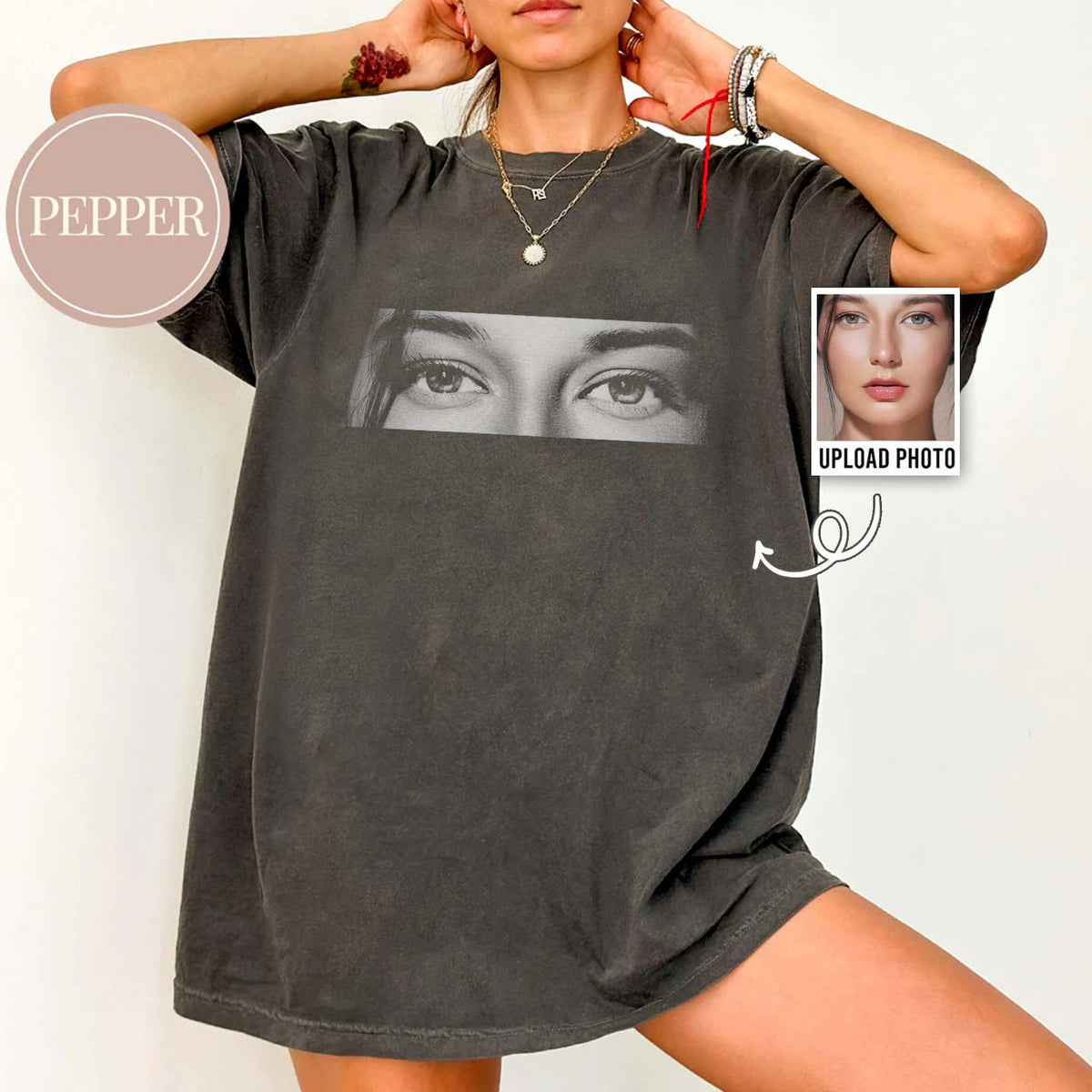 Custom Photo Human Eyes Shirt, Personalised Girlfriend Boyfriend Comfort Colors Shirt, Boyfriend Gifts, My Gf Is Looking At You , Eye Love You ,