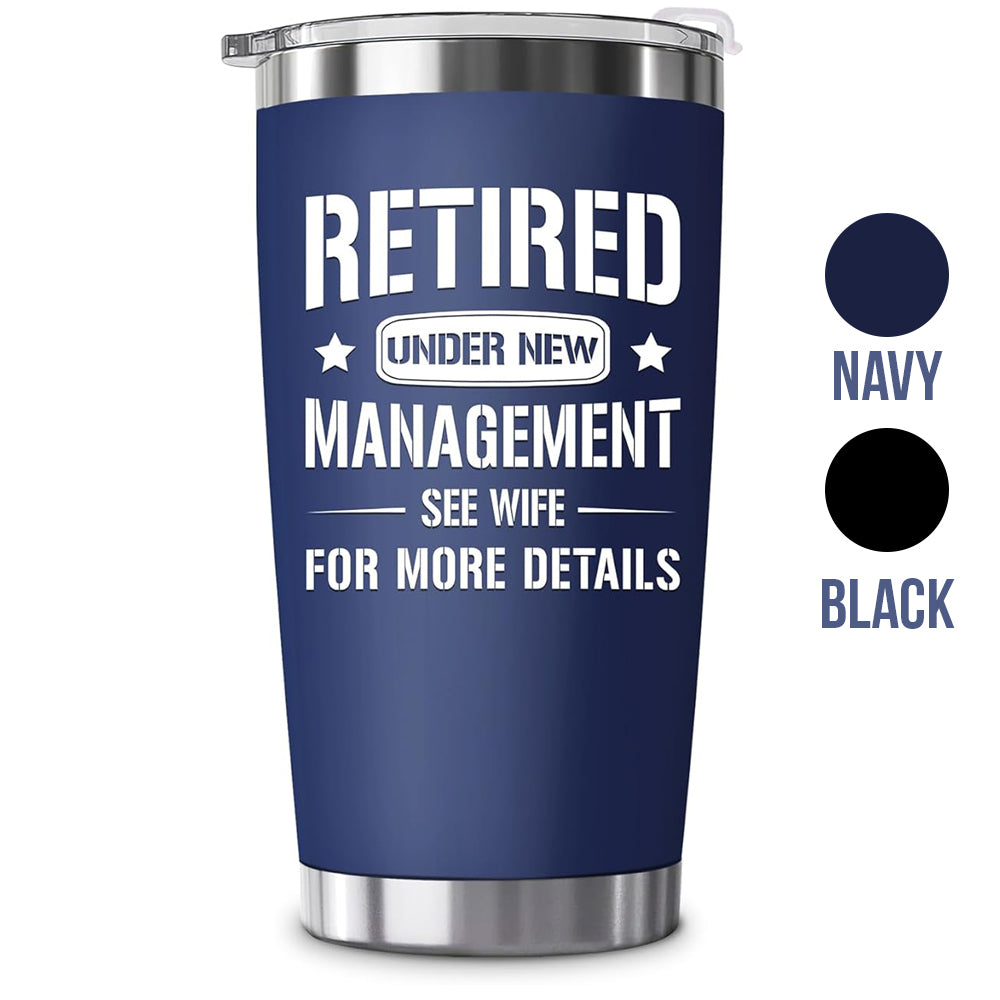 Retirement Gifts for Men - Funny Retired Gifts for Men, Husband, Dad, Coworker, Boss, Friends - 2025 Happy Retirement Gag Gift, Cool Party Idea Decorations - 20oz Navy Tumbler Cup With Gift Box