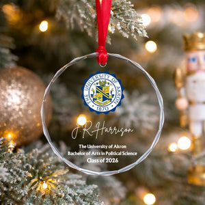 Custom College Logo Graduation Ornament - Personalized Grad Gift for Graduates To Celebrate Your Hard Work, Class of 2026