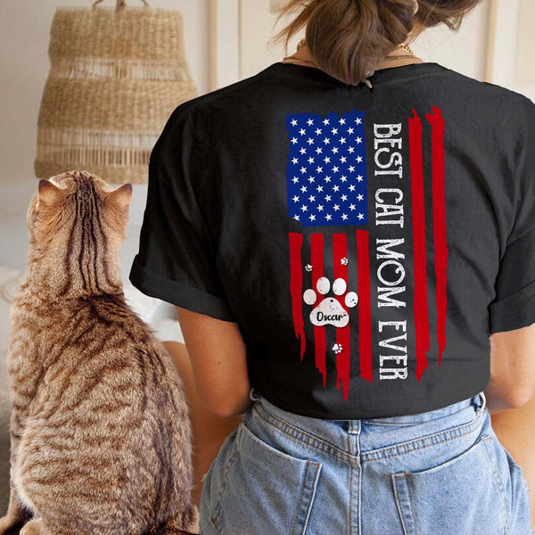 Best Cat Mom Ever Flag Cat Shirt