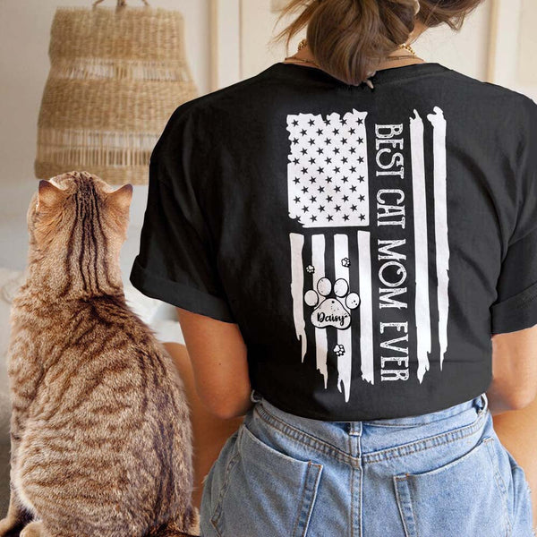 Best Cat Mom Ever Flag Cat Shirt