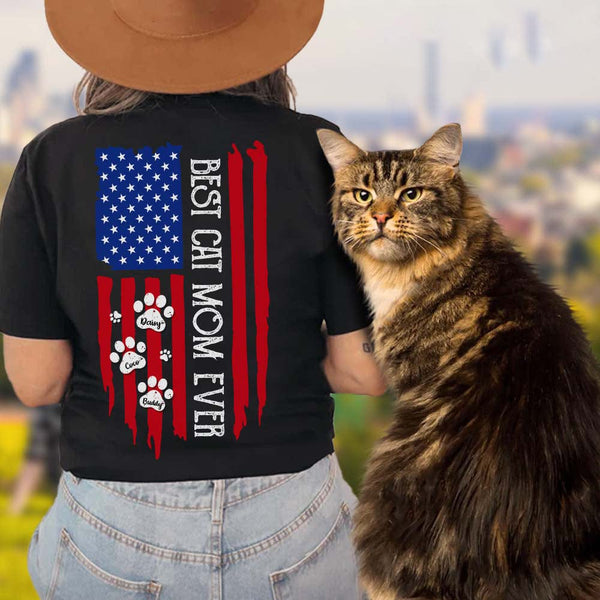 Best Cat Mom Ever Flag Cat Shirt