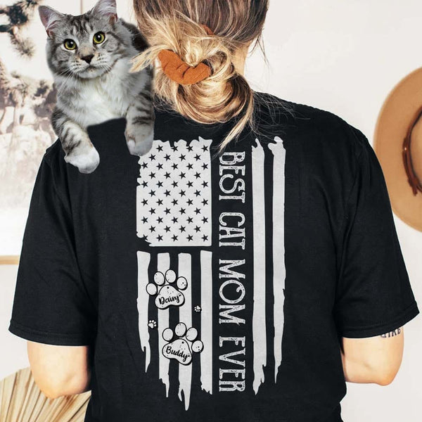 Best Cat Mom Ever Flag Cat Shirt