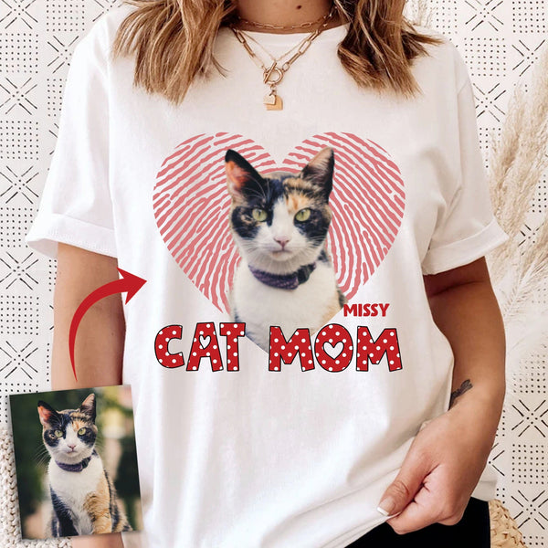 Cat Mom Dog Mom Personalized Custom Photo Cat Dog Shirt