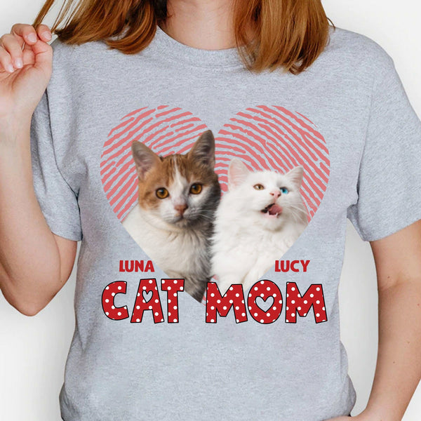 Cat Mom Dog Mom Personalized Custom Photo Cat Dog Shirt
