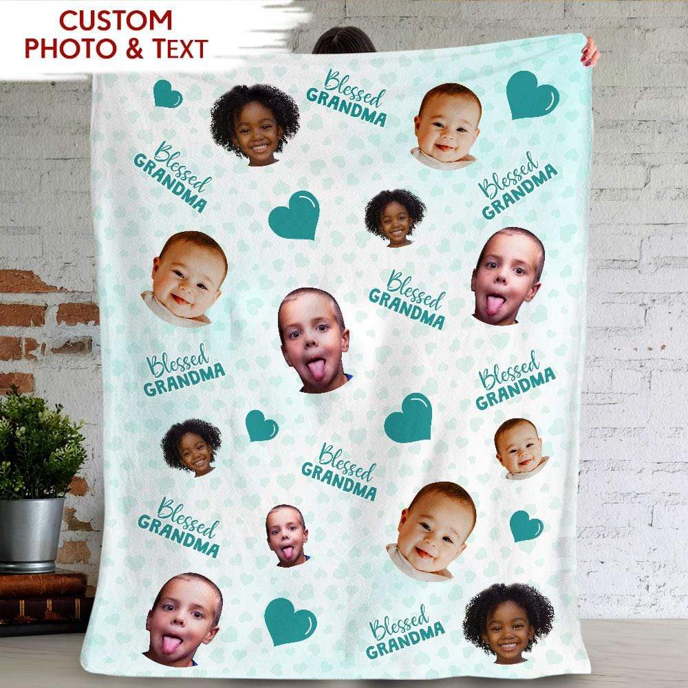 Blessed Grandma - Personalized Photo Blanket - Mother's Day Gift For Grandma, Nana, Mimi, Gigi