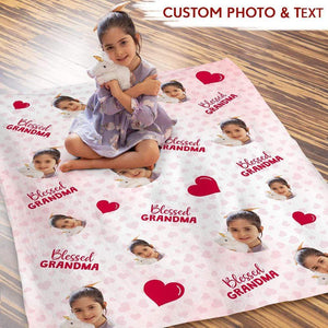 Blessed Grandma - Personalized Photo Blanket - Mother's Day Gift For Grandma, Nana, Mimi, Gigi