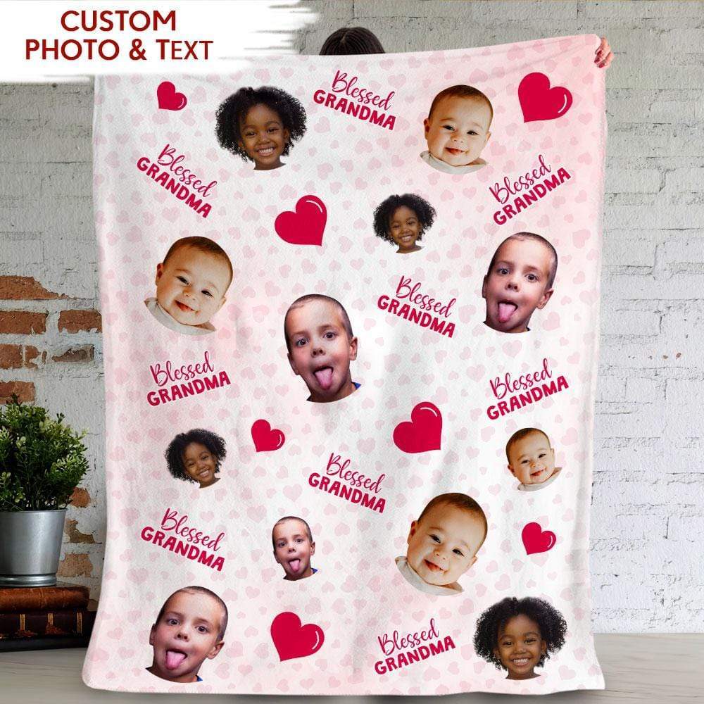 Blessed Grandma - Personalized Photo Blanket - Mother's Day Gift For Grandma, Nana, Mimi, Gigi