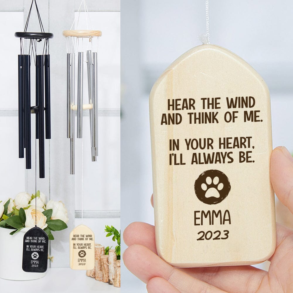 Hear The Wind And Think Of Me Dog Cat Memorial Wind Chimes Personalized Gifts Memorial Dog Gift for Owners House Decor gift