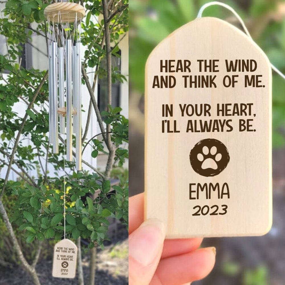 Hear The Wind And Think Of Me Dog Cat Memorial Wind Chimes Personalized Gifts Memorial Dog Gift for Owners House Decor gift